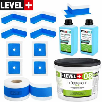 Dichtset Badabdichtung Dichtband Flüssigfolie 14 kg für Bad Dusche Küche SET325