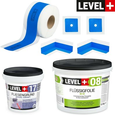 Dichtset Badabdichtung Dusche Flüssigfolie Dichtfolie 9,5kg Fliesengrund SET336
