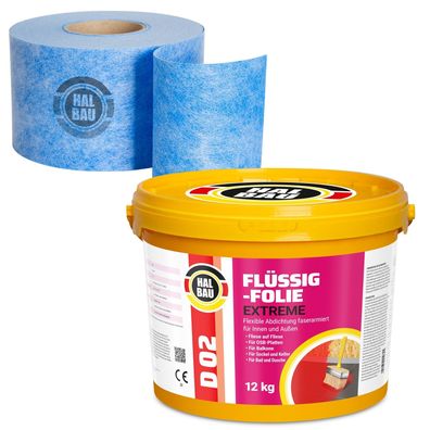 Dichtset Flüssigfolie 12kg Balkon Bad Abdichtung Dichtband Set Aussen Innen H313