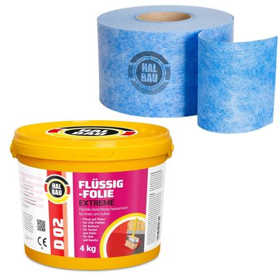 Dichtset Balkon Bad Abdichtung Flüssigfolie 4kg Dichtband Set Aussen Innen H301