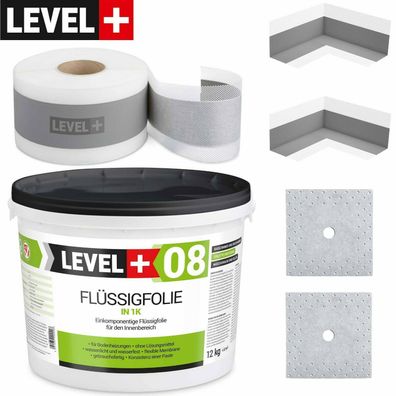 Dichtset ca 10m2 Flüssigfoli 12Kg flexibler Dichtband Badabdichtung Dusche SET18