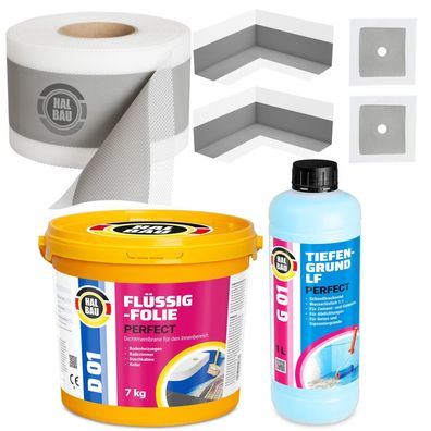Dichtset Flüssigfolie Dichtband 10m Dichtecken Dichtmanschetten Tiefengrund H17