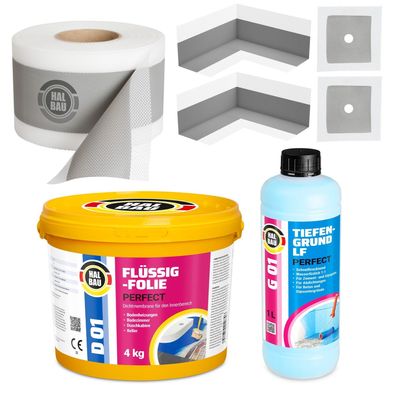 Dichtset Dichtband Dichtecken Flüssigfolie 4Kg Dichtmanschetten Tiefengrund H03