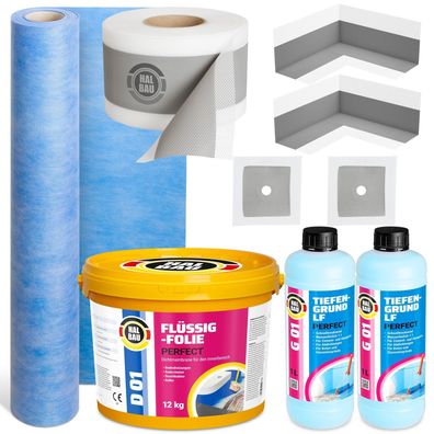 Dichtset Dichtband Ecken Manschetten Flüssigfolie 12kg Dichtbahn Tiefgrund H35