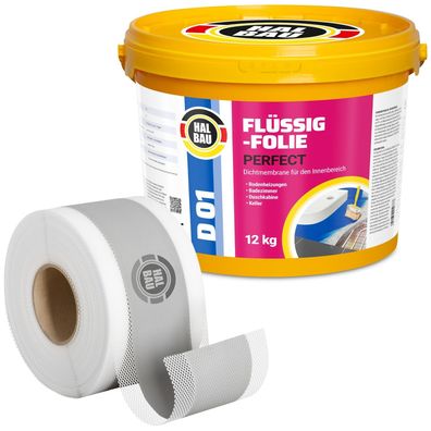 Dichtset Flüssigfolie 12Kg Dichtfolie Dichtband 10m Abdichtung Dusche Bad H21