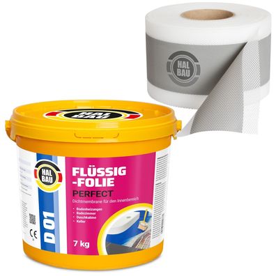 Dichtset Flüssigfolie 7Kg Dichtfolie Dichtband 5m Abdichtung Set Dusche Bad H10