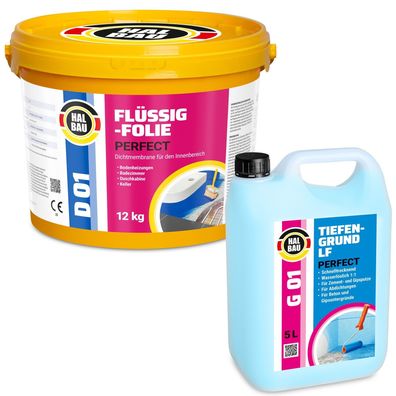 Dichtset Dichtfolie Flüssigfolie 12Kg Tiefengrund 5L Dusche Bad Innen H27