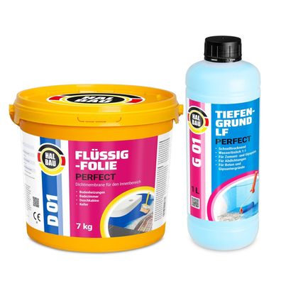 Dichtset Flüssigfolie 7Kg Dichtfolie Tiefengrund Abdichtung Dusche Bad Innen H09