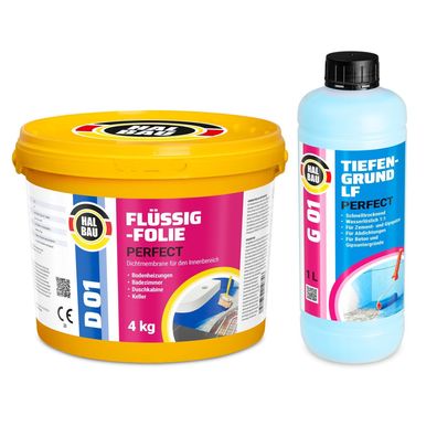 Dichtset Flüssigfolie 4Kg Dichtfolie Tiefengrund Abdichtung Dusche Bad Innen H06