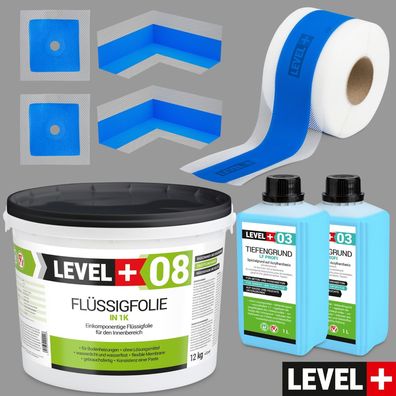 Dichtset Duschabdichtung Flüssigfolie 12kg Duschelement Getriebequalität SET303