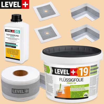 Dichtset Dusche-Set Abdichtung Flüssigfolie 4Kg Ecke Dichtband Dehnzone SET509