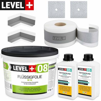 Dichtset Flüssigfolie 12kg Duschdichtung Duschelement Badabdichtung SET19