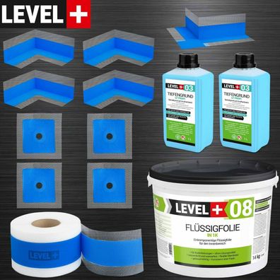 Dichtset Flüssigfolie 14 kg Badabdichtung Dichtband für Dusche Küche Bad SET325