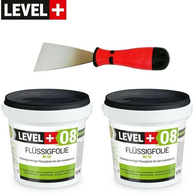 Dichtset Flüssigfolie 3kg Dichtfolie Edelstahlspachtel 60mm Duschelement SET399