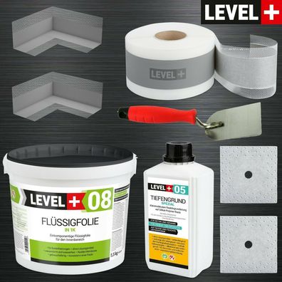 DichtSet Flüssigfolie 5,5Kg Tiefengrund Spachtelkelle Dusche Bad Dichtband SET15
