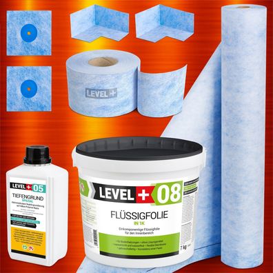 Dichtset Flüssigfolie 7kg Dichtband Dichtbahn für Dusch und Bad Abdichtung SET58