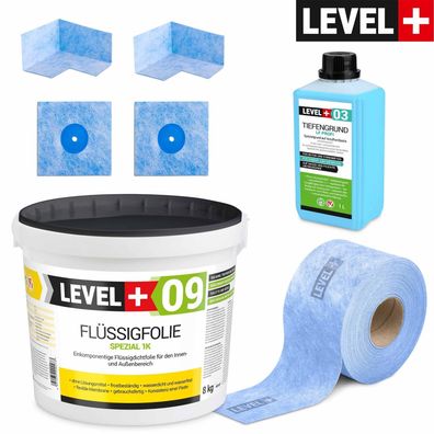 DichtSet Flussigfolie 8 kg Duschabdichtung, Bad und Balkon Dichtband HQ SET63