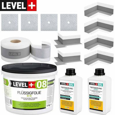 DichtSet für Badabdichtung Flüssigfolie12 kg Dichtband 20m Tiefgrund SET101