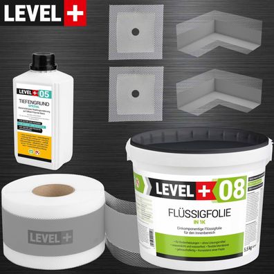 Dichtset für Dusche, Bad Tiefengrund Dichtband Flüssigfolie 5,5kg SET55