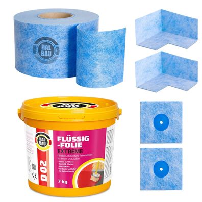 Dichtset Innen Aussen Balkon Bad Flüssigfolie 7kg Dichtband 10m Ecken Set H311