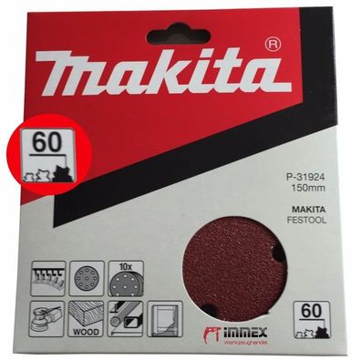 Makita Exzenterschleifer Schleifpapier 150mm P60 P-31924 VOM Fachhandel !