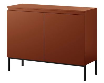 Selsey Bemmi - Highboard 2-térig, Ziegelrot mit Metallbeinen, 100 cm breit