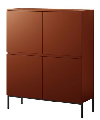 Selsey Bemmi - Highboard 4-térig, Ziegelrot mit Metallbeinen, 100 cm breit