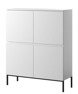 Selsey Bemmi - Highboard Hochkommode 4-térig, Weiß mit schwarzen Beinen, 100 cm