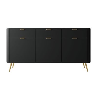 Selsey OVAL - Sideboard 3-térig mit 3 Schubladen, Schwarz, 163,5 cm