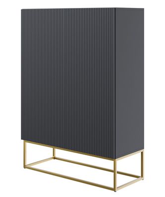 Selsey Veldio - Highboard 2-térig, Schwarz mit goldenem Metallgestell, 90 cm breit