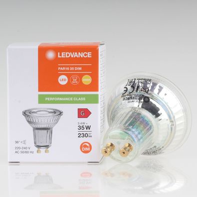 Ledvance GU10 PAR16 LED Leuchtmittel 3.4W=(35W) 3000K 230lm 36° dimmbar Reflektor