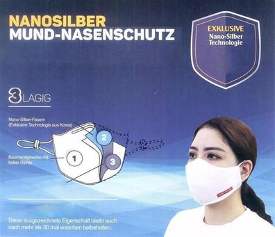 2 x Waschbare Nanosilber Atemschutzmaske Mundschutz MASKE