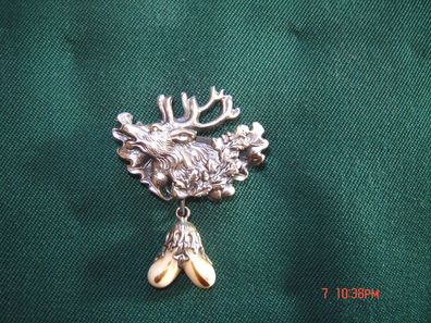 Anstecknadel Hutabzeichen Jagdbrosche großer Hirschkopf Hirsch m Grandl Anhänger