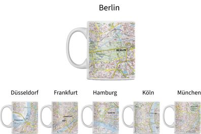 Kaffee-, Tee-, Kakaobecher Pott Tasse Campinggeschirr Stadtmotiv Falk Porzellan