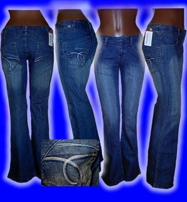 SeXy Miss Damen Girly Hüft Jeans Hose Stickerei blau S 34 M 36 NEU