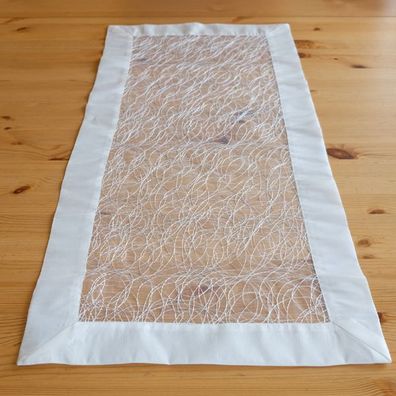 Tischläufer - Organza Stickerei ecru - (40x90 cm)