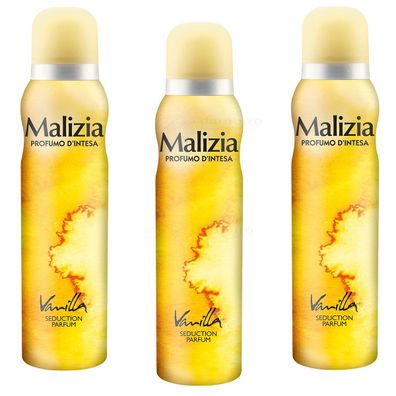 Malizia DONNA Body Spray deodorant deo Vanilla Vanille 3x 150ml