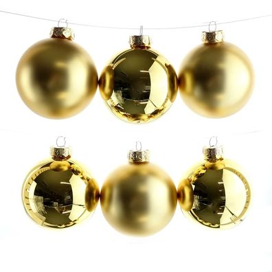 Christbaumkugeln Goldfarben Ø 8 cm aus Glas - 6er Set