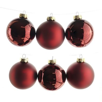 Christbaumkugeln Ox Blood dunkelrot Ø 8 cm aus Glas - 6er Set