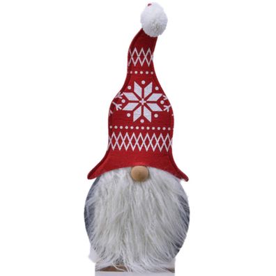 Weihnachtsdeko Zwerg Rot & Weiß 57 cm - Polyester