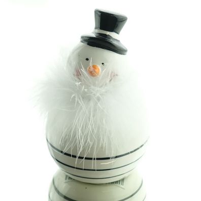 Weihnachtsfigur Schneemann Frosti Schwarz & Weiß Ø 8 cm x 12,5 cm - Keramik