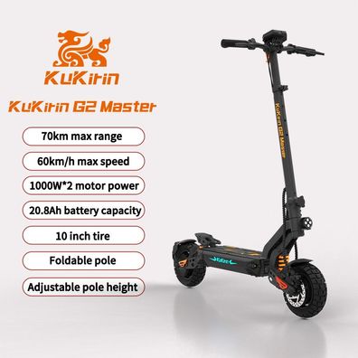 KuKirin G2 Master faltbarer Elektroroller, 1000W*2 Dual-Drive-Motor, 52V20.8Ah Akku