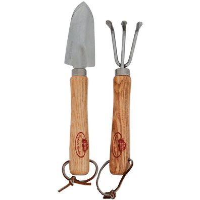 Esschert Design Indoor-Mini-Tools Schippe & Harke - Edelstahl & Eschenholz