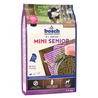 Bosch Hunde Trockenfutter Alleinfutter Mini Senior, glutenfrei 2,5kg