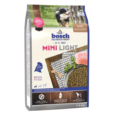 Bosch Hunde Trockenfutter Alleinfutter Mini Light, glutenfrei 2,5kg