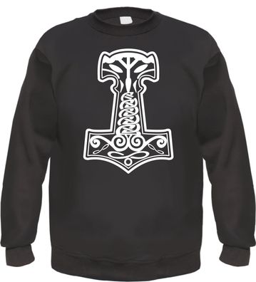 Thorshammer Mjolnir Sweatshirt - bedruckt - Pullover Druck Weiß