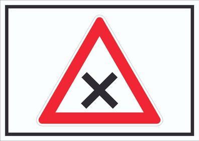 Schild Achtung Kreuzung Vorfahrt rechts Symbol