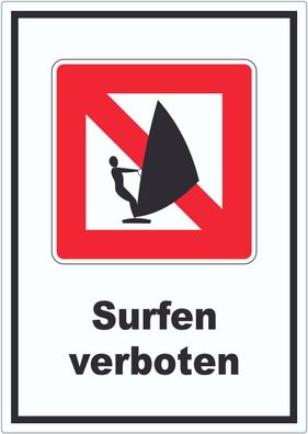 Windsurfen verboten Segelsurfen verboten Symbol und Text Aufkleber