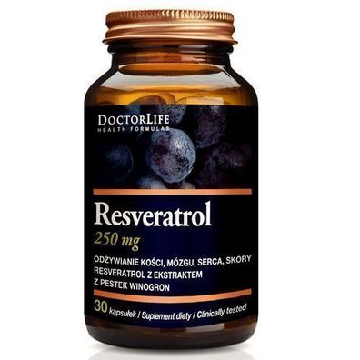 Doctor Life Resveratrol Resveratrol mit Traubenkernextrakt 250mg, 30 Kapseln