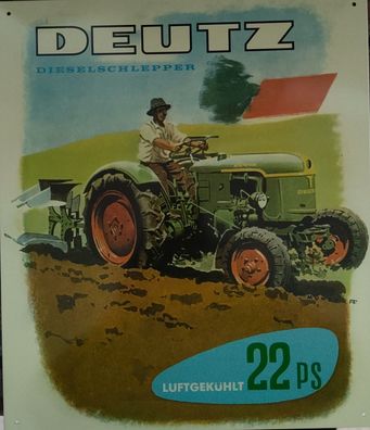 Blechschild Deutz 22PS, Landtechnik, Trecker, Oldtimer, Schlepper